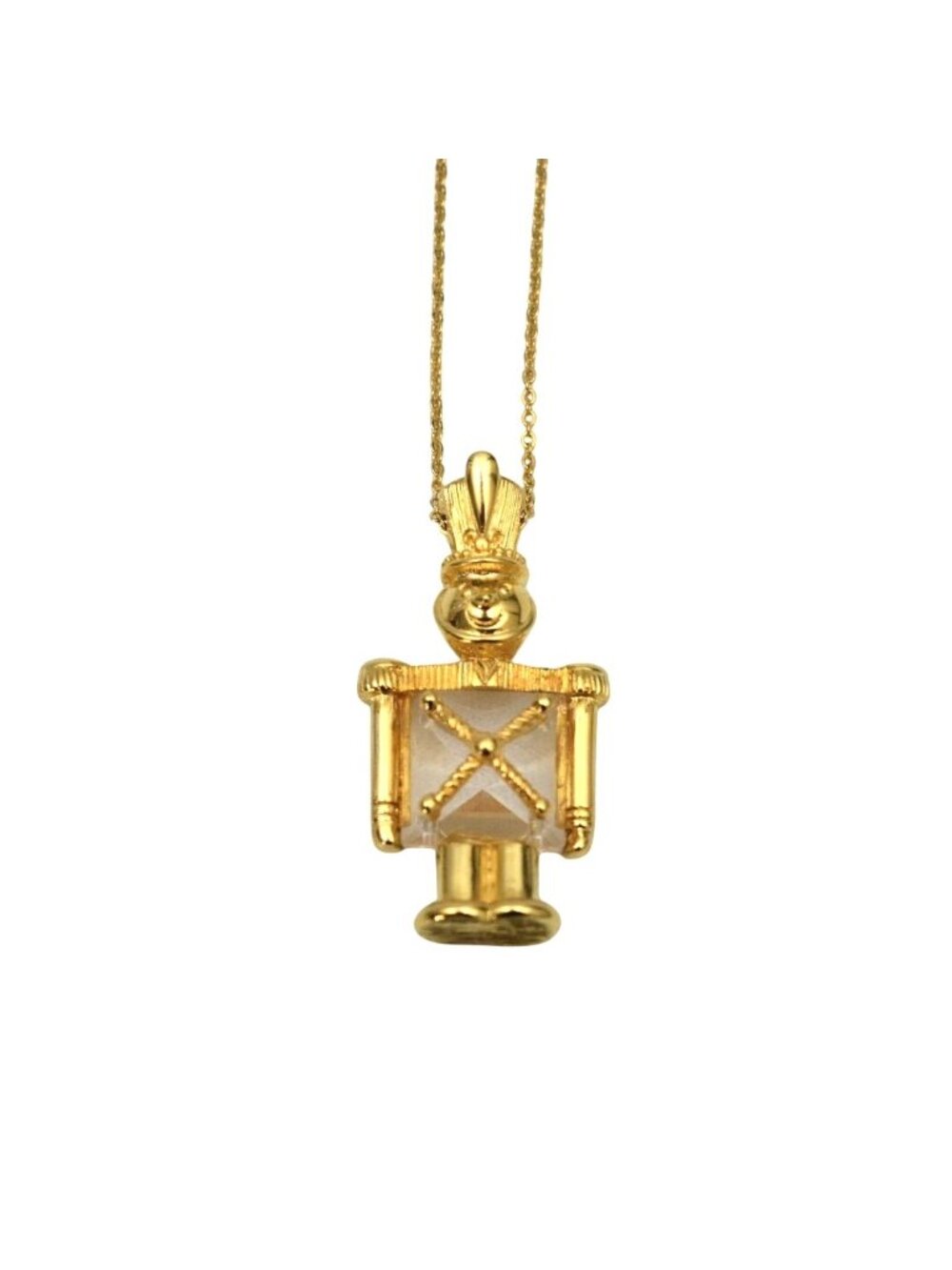 Vintage Swarovski Strass Crystal Nutcracker Gold Tone Pendant Necklace Holiday